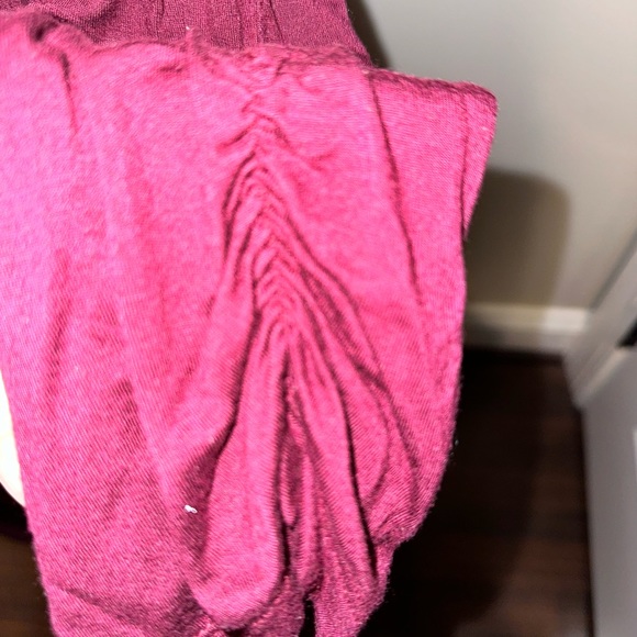 Vanity burgundy dress with ruched sleeves. Large. - Picture 6 of 7